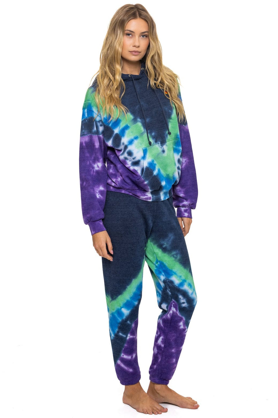 AVIATOR NATION HAND DYED V SWEATPANTS - TIE DYE MIDNIGHT // PURPLE