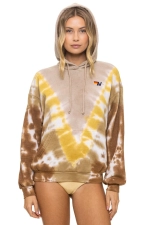 AVIATOR NATION HAND DYED V RELAXED PULLOVER HOODIE - TIE DYE SAND // CINNAMON