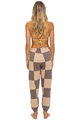 AVIATOR NATION CHECK QUILTED SWEATPANTS - SAND // TAUPE