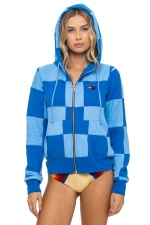 AVIATOR NATION CHECK QUILT ZIP HOODIE - SKY // ADVENTURE BLUE