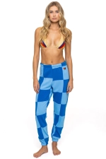 AVIATOR NATION CHECK QUILTED SWEATPANTS - SKY // ADVENTURE BLUE