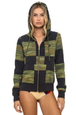 AVIATOR NATION CHECK QUILT ZIP HOODIE - SMOKE // CAMO