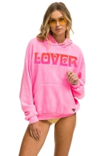 AVIATOR NATION LOVER RELAXED PULLOVER HOODIE - NEON PINK