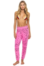 AVIATOR NATION BANDANA SWEATPANTS - NEON PINK
