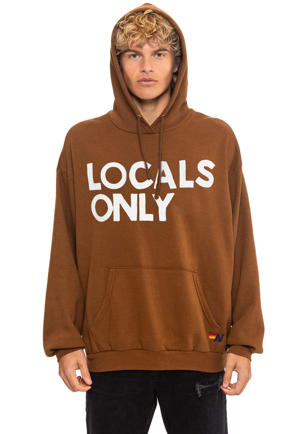 AVIATOR NATION LOCALS ONLY RELAXED PULLOVER HOODIE - CINNAMON