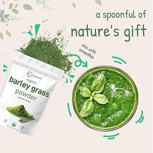 MICRO INGREDIENTS ORGANIC BARLEY GRASS POWDER 16OZ US GROWN NON-GMO SUPERFOOD FOR IMMUNITY DIGESTION