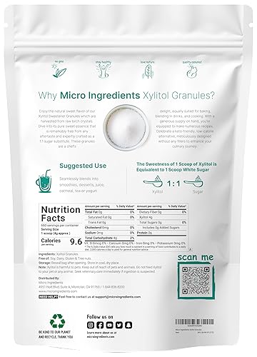 MICRO INGREDIENTS XYLITOL SWEETENER 6 LBS NATURAL, LOW-CALORIE SUGAR SUBSTITUTE FOR BAKING KETO FRIENDLY