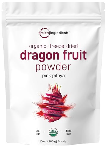 MICRO INGREDIENTS ORGANIC DRAGON FRUIT POWDER 10OZ - 100 NATURAL FREEZE-DRIED PINK PITAYA, NO SUGAR, VEGAN