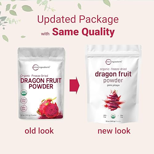 MICRO INGREDIENTS ORGANIC DRAGON FRUIT POWDER 10OZ - 100 NATURAL FREEZE-DRIED PINK PITAYA, NO SUGAR, VEGAN