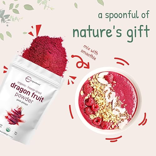 MICRO INGREDIENTS ORGANIC DRAGON FRUIT POWDER 10OZ - 100 NATURAL FREEZE-DRIED PINK PITAYA, NO SUGAR, VEGAN