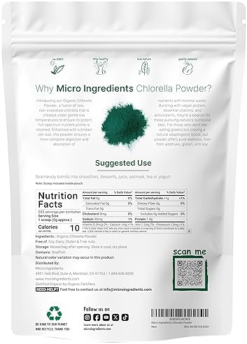 MICRO INGREDIENTS ORGANIC CHLORELLA POWDER 20OZ - RAW SUPERFOOD, HIGH PROTEIN, VITAMINS, NON-GMO, VEGAN