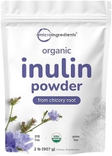 MICRO INGREDIENTS ORGANIC INULIN FIBER POWDER 2LB NATURAL PREBIOTIC FOR DIGESTIVE GUT HEALTH, VEGAN, UNFLAVORED