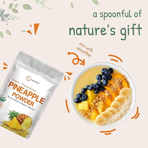 MICRO INGREDIENTS  ORGANIC PINEAPPLE POWDER 8OZ 100 NATURAL, FREEZE-DRIED, NO SUGAR, NON-GMO, VEGAN