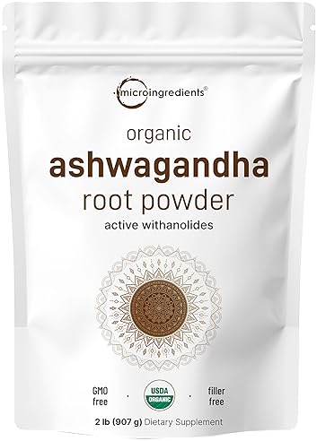MICRO INGREDIENTS  ORGANIC ASHWAGANDHA ROOT POWDER 2LB PURE, NO ADDITIVES, HIGH WITHANOLIDES, GLUTEN-FREE