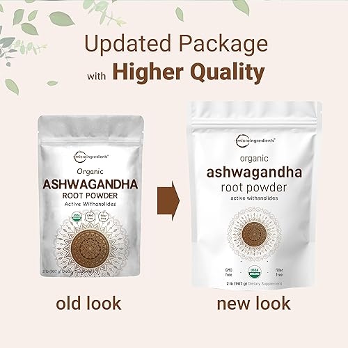 MICRO INGREDIENTS  ORGANIC ASHWAGANDHA ROOT POWDER 2LB PURE, NO ADDITIVES, HIGH WITHANOLIDES, GLUTEN-FREE