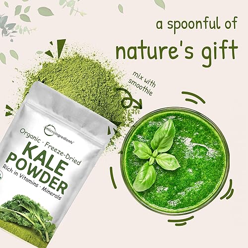 MICRO INGREDIENTS  ORGANIC KALE POWDER 2LB US GROWN, FREEZE-DRIED SUPERFOOD, VEGAN, NON-GMO, 907 SERVINGS