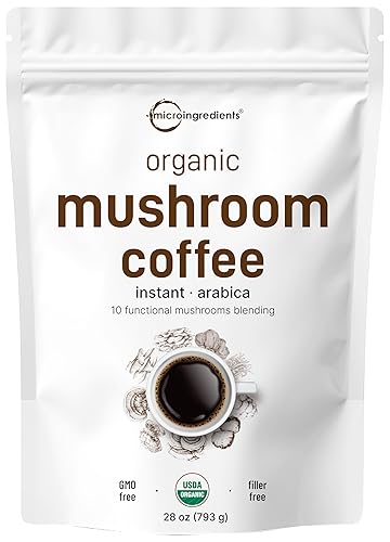 MICRO INGREDIENTS  ORGANIC INSTANT MUSHROOM COFFEE POWDER 10-IN-1 WITH LION S MANE, CHAGA, REISHI 28OZ