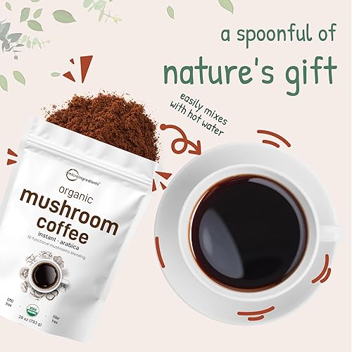 MICRO INGREDIENTS  ORGANIC INSTANT MUSHROOM COFFEE POWDER 10-IN-1 WITH LION S MANE, CHAGA, REISHI 28OZ