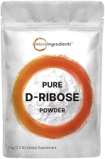 MICRO INGREDIENTS PURE D RIBOSE POWDER 1KG - HAIR SUPPORT, NATURAL SUGAR, PHARMA GRADE, NON-GMO, GLUTEN-FREE