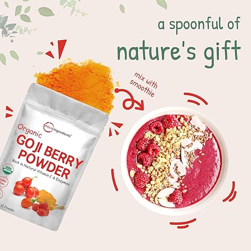 MICRO INGREDIENTS ORGANIC GOJI BERRY POWDER 16OZ 100 NATURAL, FREEZE-DRIED, NON-GMO, VEGAN, NO ADDITIVES