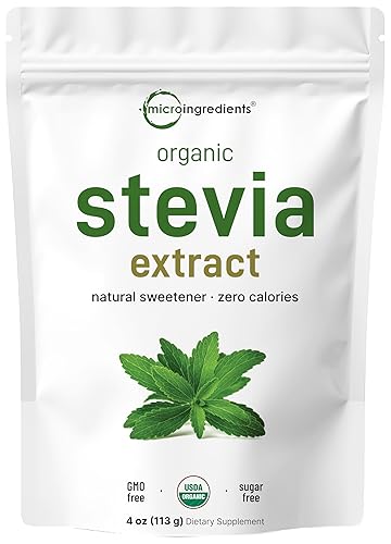 MICRO INGREDIENTS ORGANIC STEVIA POWDER 4OZ - PURE GREEN LEAF EXTRACT, ZERO CALORIE SWEETENER