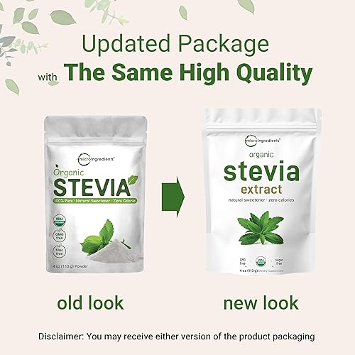 MICRO INGREDIENTS ORGANIC STEVIA POWDER 4OZ - PURE GREEN LEAF EXTRACT, ZERO CALORIE SWEETENER