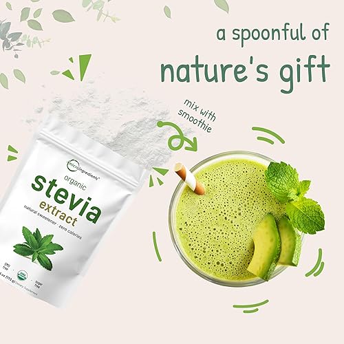 MICRO INGREDIENTS ORGANIC STEVIA POWDER 4OZ - PURE GREEN LEAF EXTRACT, ZERO CALORIE SWEETENER
