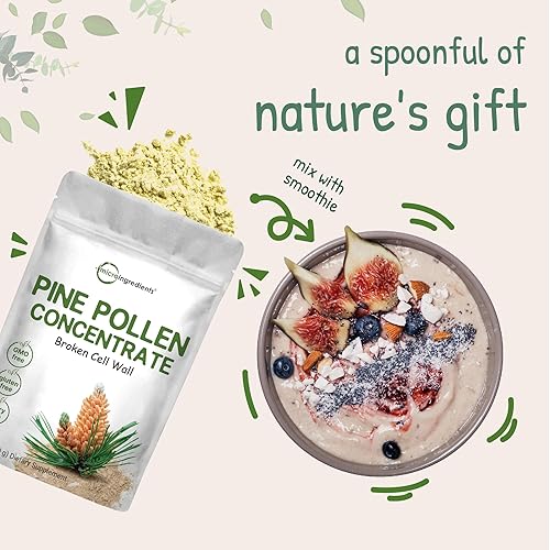 MICRO INGREDIENTS PURE PINE POLLEN POWDER 6OZ - WILD HARVESTED, IMMUNE SUPPORT, ENERGY BOOST, VEGAN, NON-GMO