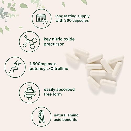 MICRO INGREDIENTS L CITRULLINE 1500MG 360 CAPSULES NITRIC OXIDE BOOSTER FOR ENERGY, MUSCLE RECOVERY HEART HEALTH