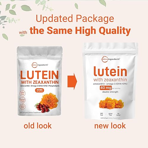 MICRO INGREDIENTS LUTEIN ZEAXANTHIN 40MG SOFTGELS 240CT WITH ASTAXANTHIN OMEGA-3 EYE HEALTH