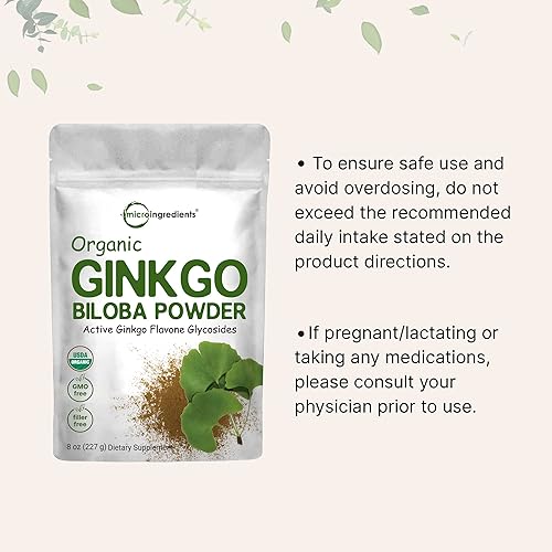 MICRO INGREDIENTS ORGANIC GINKGO BILOBA EXTRACT POWDER 8OZ NON-GMO, VEGAN HERBAL SUPPLEMENT FOR MEN WOMEN