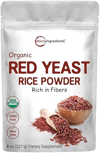 MICRO INGREDIENTS ORGANIC RED YEAST RICE POWDER 8OZ - NON-GMO, VEGAN, 1 YEAR SUPPLY FOR CHOLESTEROL SUPPORT