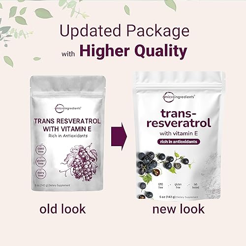 MICRO INGREDIENTS PURE TRANS-RESVERATROL POWDER WITH VITAMIN E - MICRONIZED 5OZ ANTIOXIDANT SUPPLEMENT