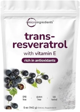 MICRO INGREDIENTS PURE TRANS-RESVERATROL POWDER WITH VITAMIN E - MICRONIZED 5OZ ANTIOXIDANT SUPPLEMENT