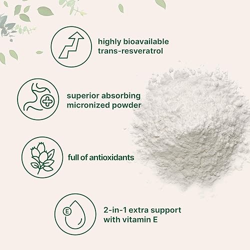 MICRO INGREDIENTS PURE TRANS-RESVERATROL POWDER WITH VITAMIN E - MICRONIZED 5OZ ANTIOXIDANT SUPPLEMENT