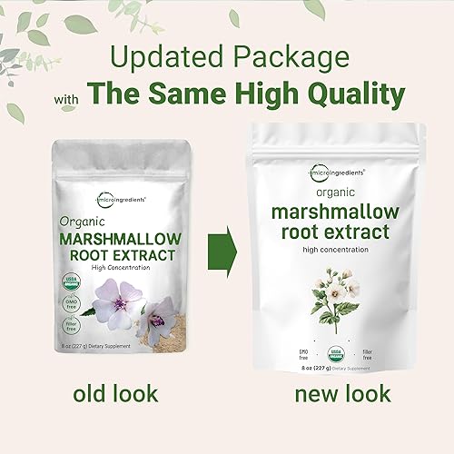 MICRO INGREDIENTS ORGANIC MARSHMALLOW ROOT POWDER 8OZ NON-GMO, VEGAN, SUPPORTS DIGESTIVE HEALTH, FILLER-FREE