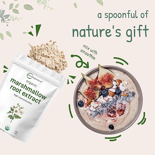 MICRO INGREDIENTS ORGANIC MARSHMALLOW ROOT POWDER 8OZ NON-GMO, VEGAN, SUPPORTS DIGESTIVE HEALTH, FILLER-FREE