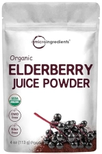 MICRO INGREDIENTS ORGANIC ELDERBERRY JUICE POWDER 4OZ 100 NATURAL, NON-GMO, VEGAN, NO SUGAR OR ADDITIVES