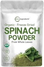 MICRO INGREDIENTS  ORGANIC US GROWN SPINACH POWDER 1LB FREEZE-DRIED, NON-GMO, VEGAN, RICH IN NUTRIENTS