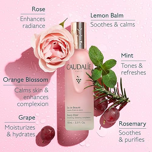CAUDALIE BEAUTY ELIXIR FACE MIST TONER PORE TIGHTENING, DULLNESS REDUCTION, MAKEUP SETTING 100ML 30M