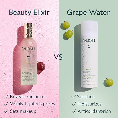 CAUDALIE BEAUTY ELIXIR FACE MIST PORE-TIGHTENING TONER, BRIGHTENS SKIN SETS MAKEUP