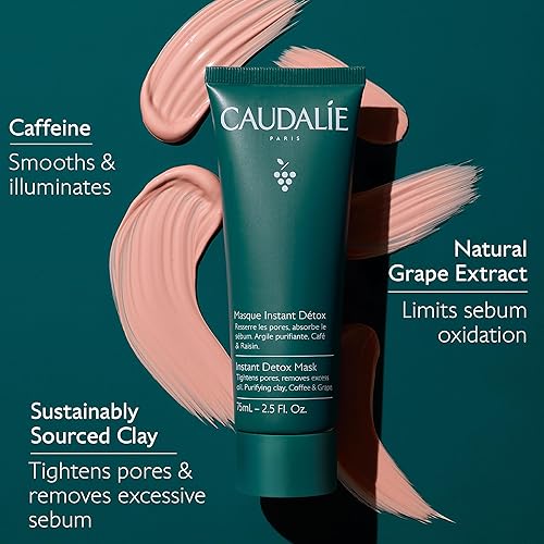 CAUDALIE INSTANT DETOX MASK MINIMIZES PORES, CONTROLS SEBUM, TIGHTENS SKIN IN 10 MINUTES