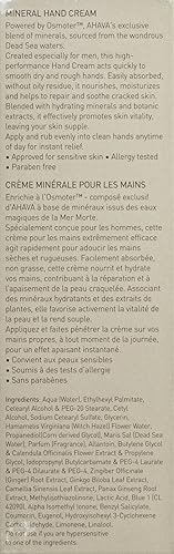 AHAVA MENS MINERAL HAND CREAM 3.4OZ NOURISHING, FAST-ABSORBING, PREVENTS DRYNESS WITH G-FORCE