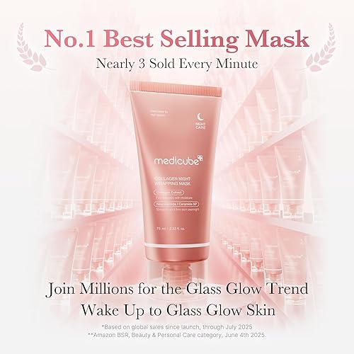 MEDICUBE COLLAGEN OVERNIGHT PEEL OFF MASK FOR ELASTICITY HYDRATION, KOREAN SKINCARE 2.53OZ