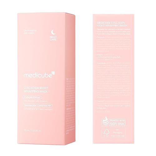 MEDICUBE COLLAGEN OVERNIGHT PEEL OFF MASK FOR ELASTICITY HYDRATION, KOREAN SKINCARE 2.53OZ
