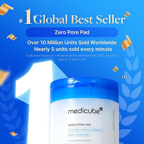 MEDICUBE ZERO PORE PAD 2.0 DUAL-TEXTURE EXFOLIATING TONER PADS WITH AHA BHA, 70 COUNT