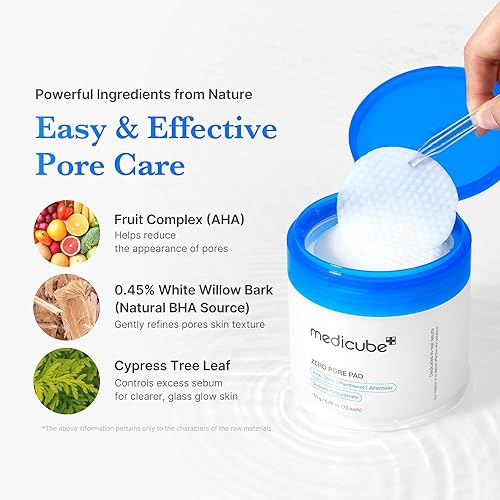 MEDICUBE ZERO PORE PAD 2.0 DUAL-TEXTURE EXFOLIATING TONER PADS WITH AHA BHA, 70 COUNT
