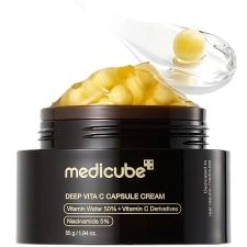 MEDICUBE DEEP VITAMIN C CAPSULE CREAM HYDRATING GLOW GEL FOR RADIANT, FIRM SKIN, 1.94 OZ
