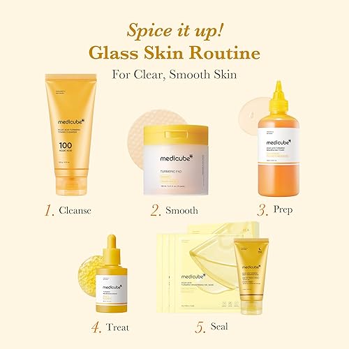 MEDICUBE KOJIC ACID TURMERIC TONER PADS FOR TROUBLED SKIN, SOOTHING CLARIFYING, 70 PADS