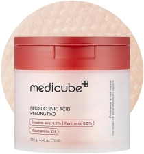 MEDICUBE RED TONER PADS WITH SUCCINIC ACID, NIACINAMIDE AHA BHA FOR ACNE-PRONE SKIN, 70 PADS